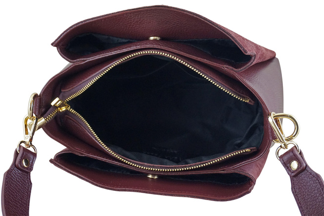 Městská taška z přírodního semiše a kůže - bordó