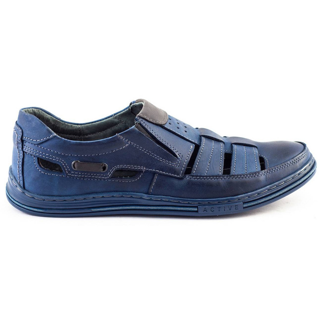 Buty męskie ażurowe 06 na lato granat z szarym