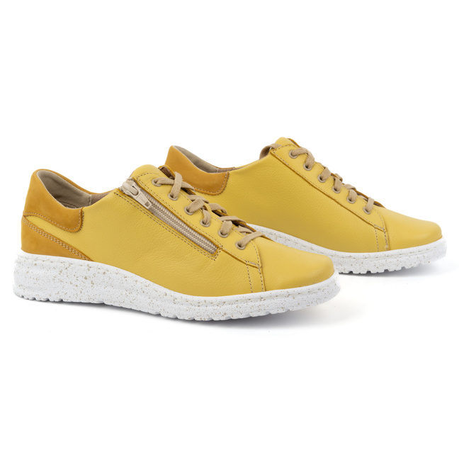 Półbuty damskie sneakersy skórzane 0720W żółte