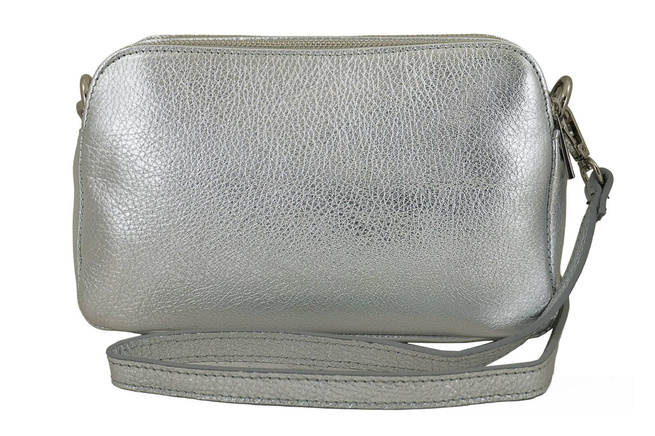 Damska torebka metalizowana - Srebrna