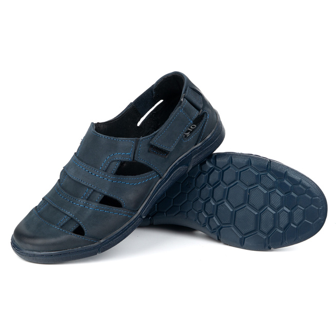 Pánská kožená obuv 54KZ navy blue light airy for summer