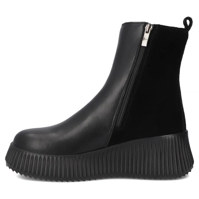 Skórzane botki na platformie Filippo DBT7268 BK