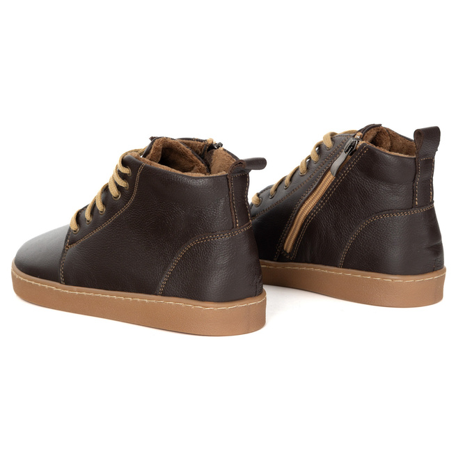 Buty damskie zimowe barefoot skórzane Z-B04 brązowe