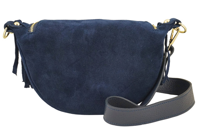 Saszetka nerka damska zamszowa - Granatowa