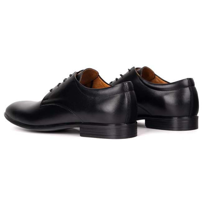 Buty męskie skórzane wizytowe Olivier 484 czarne– klasyczne półbuty derby