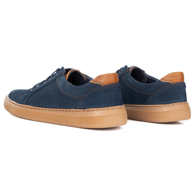 Buty męskie zamszowe skóra naturalna 7136DT granatowe