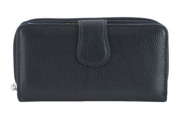 Kolorowy portfel damski skórzany - Czarny