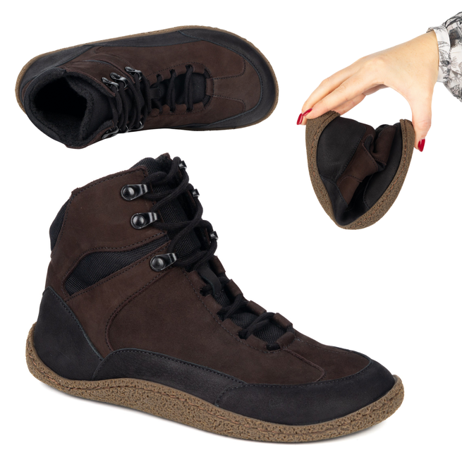 Dámské barefoot boty zateplené merino vlnou 0769W brown nubuk