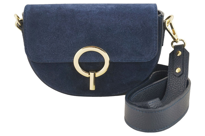 Módní společenská kožená kabelka - námořnická modř