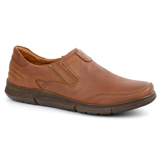 Buty męskie wsuwane skórzane J51 camel