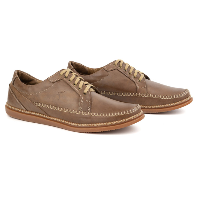 Pánská ležérní kožená obuv Model 313GT light brown