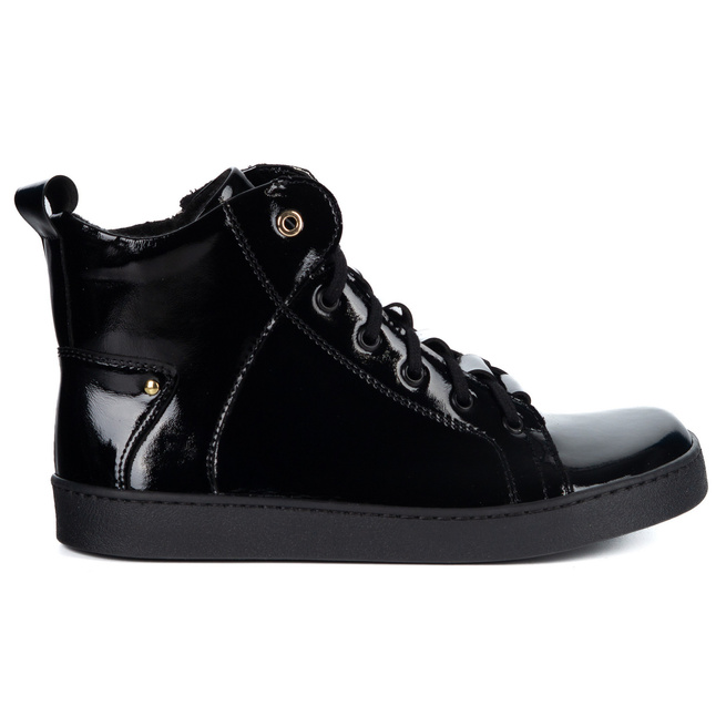 Barefoot buty skórzane minimalisthyczne Riley ocieplane czarne lakier