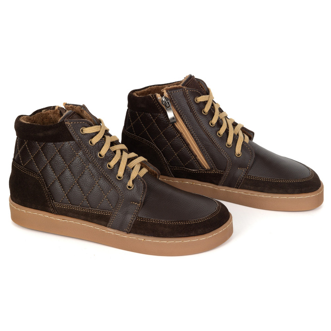 Buty damskie zimowe barefoot skórzane Z-B05 brązowe