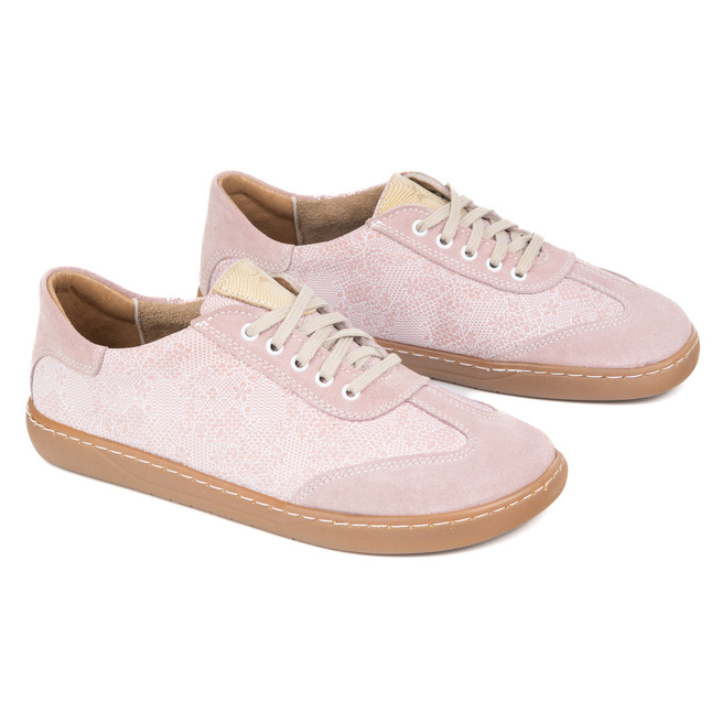 Buty barefoot damskie skórzane Olivier Eliza kwiaty różowe