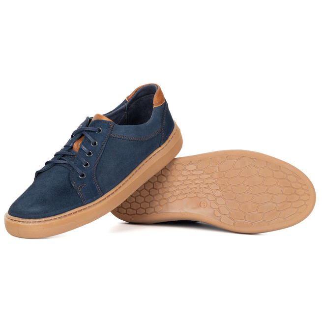 Buty męskie zamszowe skóra naturalna 7136DT granatowe