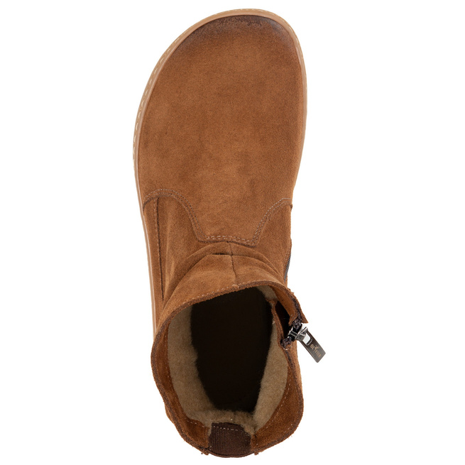 Damskie buty barefoot sztyblety z zamkiem ocieplane 1297 rude