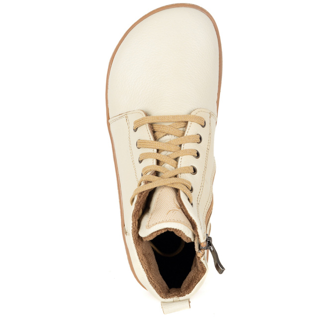 Buty damskie zimowe barefoot skórzane Z-B04 ecru