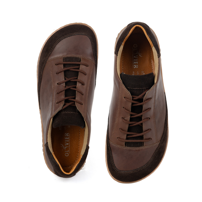 Polské pánské barefoot boty z hnědé kůže Reno 0548MP