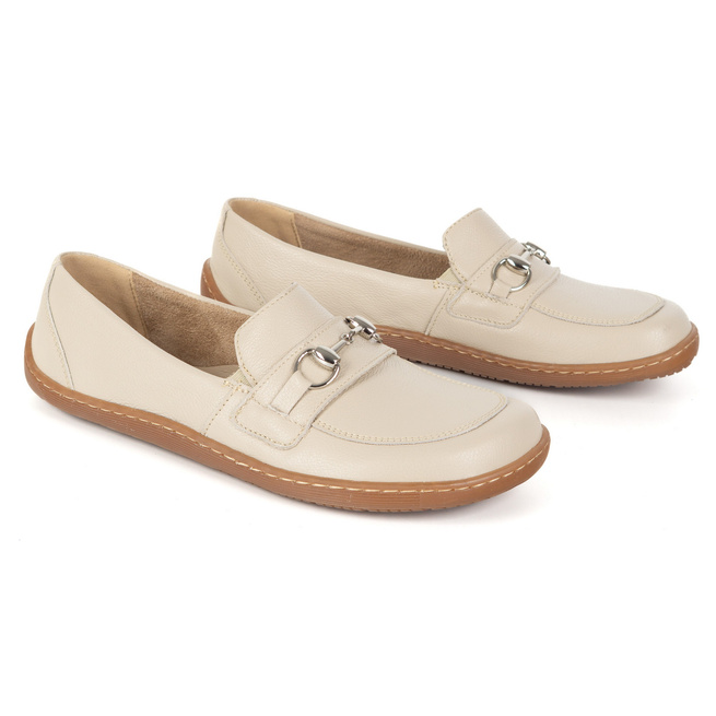 Dámské minimalistické kožené mokasíny Barefoot 1288AR beige