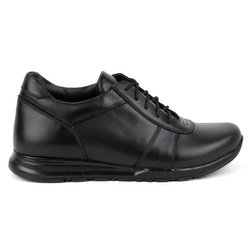 Buty męskie podwyższające sznurowane skórzane SPORT STYLE 408KZ + 3 cm czarne