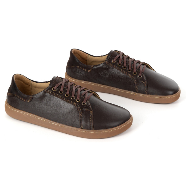 Aura: Hnědé dámské kožené minimalistické boty | Barefoot tenisky s nulovým dropem