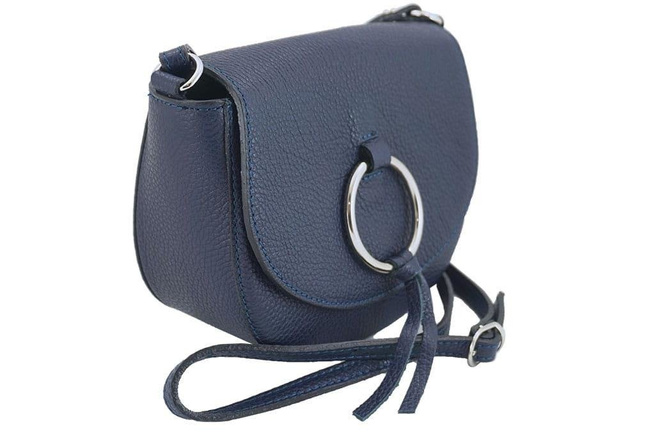 Damska skórzana listonoszka - Granatowa