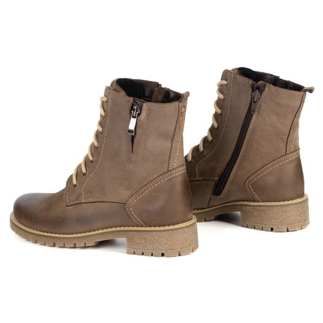 Lauren dámské zateplené boty z přírodní kůže a vlny olivové barvy