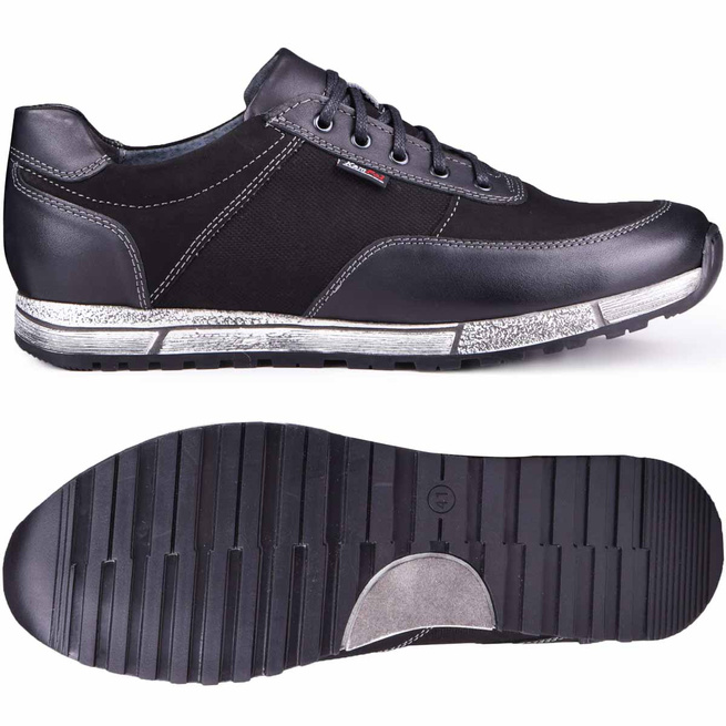 Buty męskie skórzane SPORT STYLE sznurowane POLSKIE 31/3 czarne