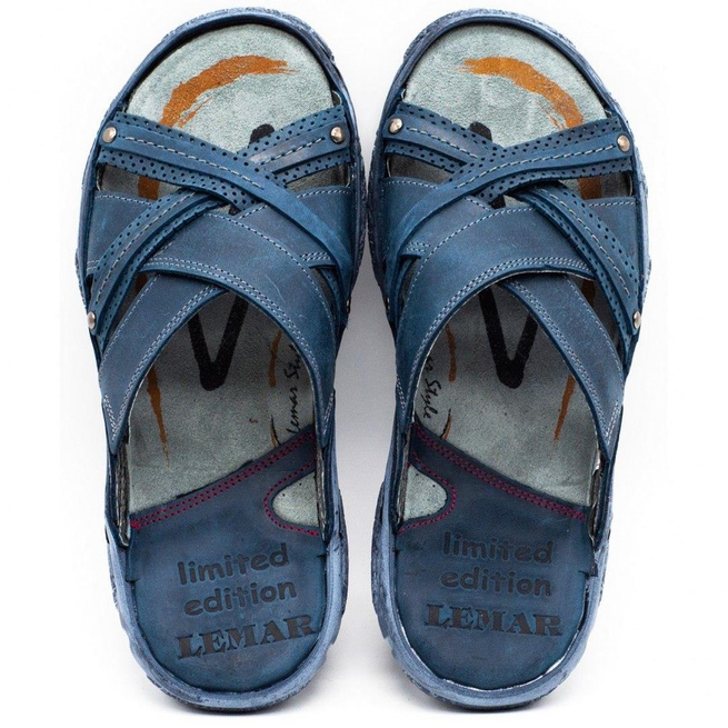 Pánské kožené žabky 1654 navy blue