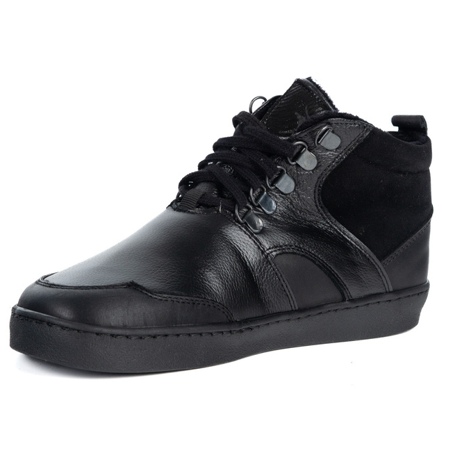 Barefoot zimowe buty skórzane unisex Explorer czarne