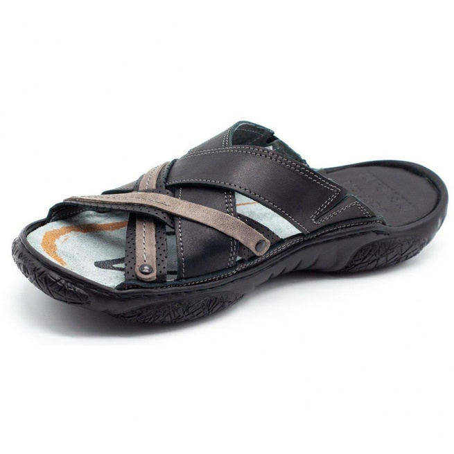 Pánské kožené žabky 1654 black