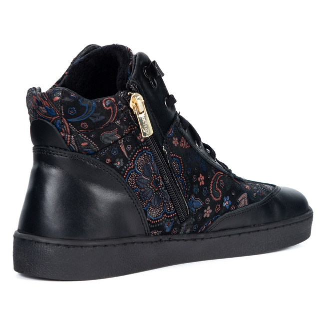Buty BAREFOOT damskie zimowe 201MP ocieplane skórzane czarne we wzory