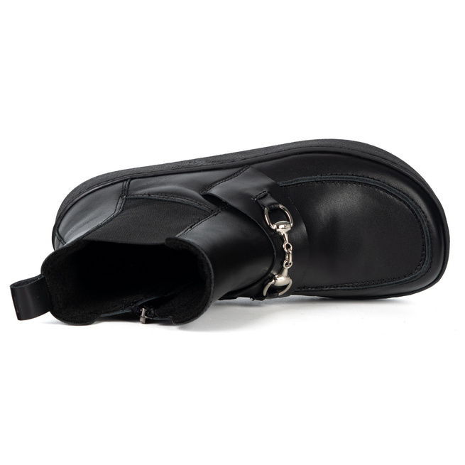 Damskie botki barefoot Scarlet skóra naturalna ocieplane zimowe czarne