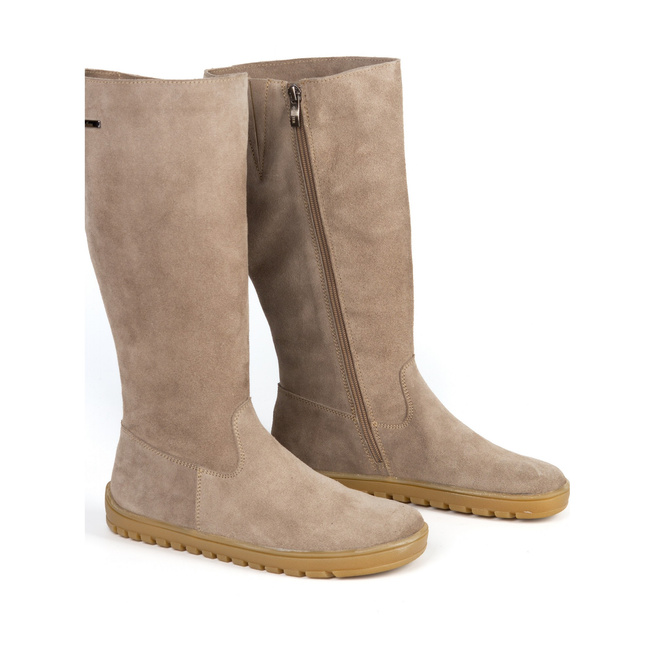 Dámské barefoot kožené boty Olivier Hazel beige velur