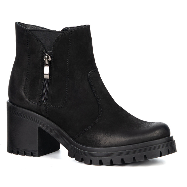 Olivier Peyton - kožené boty se stabilním podpatkem 6,5 cm Polská obuv přírodní kůže černá