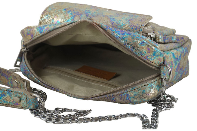 Holografická kožená kabelka - červená