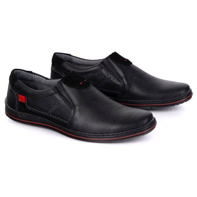 Buty wsuwane męskie ze skóry POLSKIE 800K czarne