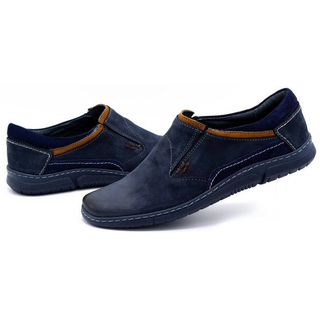 Buty męskie skórzane wsuwane 860K granatowe