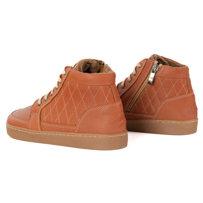 Buty damskie zimowe barefoot skórzane Z-B05 rude – ocieplane, zero-drop, szeroki przód