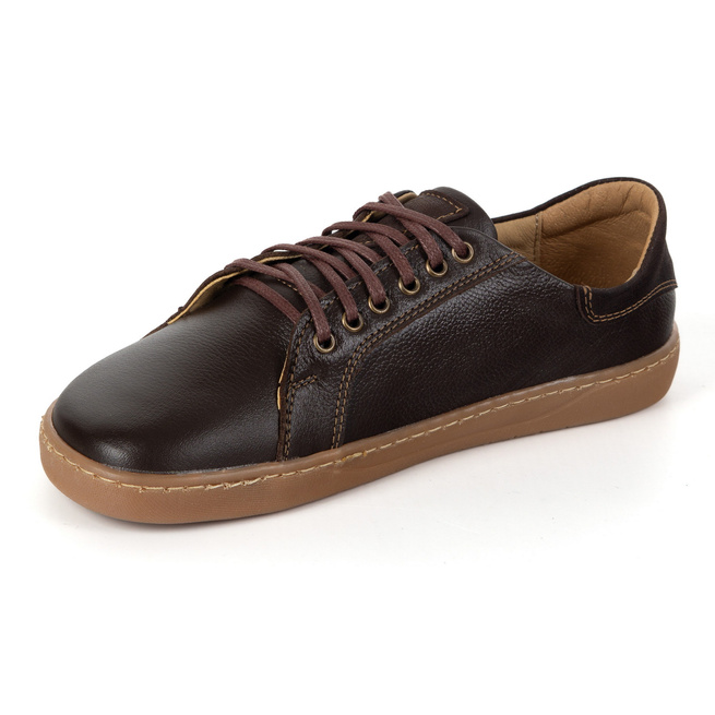 Aura: Brązowe Damskie Skórzane Buty Minimalistyczne | Barefoot Sneakersy z Zerowym Dropem
