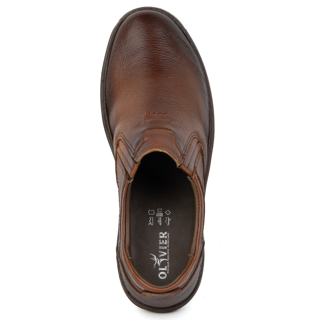 Buty męskie skórzane wsuwane 7152DT brązowe