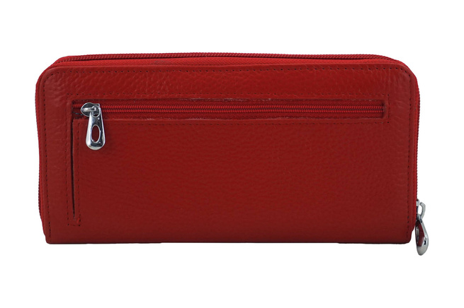 Portfel skórzany z zabezpieczeniem RFID - Czerwony