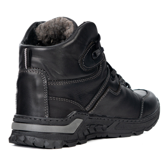 Męskie trzewiki skórzane Olivier 615KNT – model trekkingowy za kostkę czarne