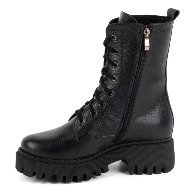 Dámské zateplené kožené boty 401BB pea black