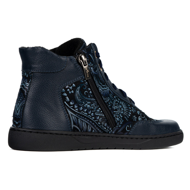 Zimowe buty barefoot Olivier Reese – minimalistyczne skórzane botki dla kobiet niebieskie