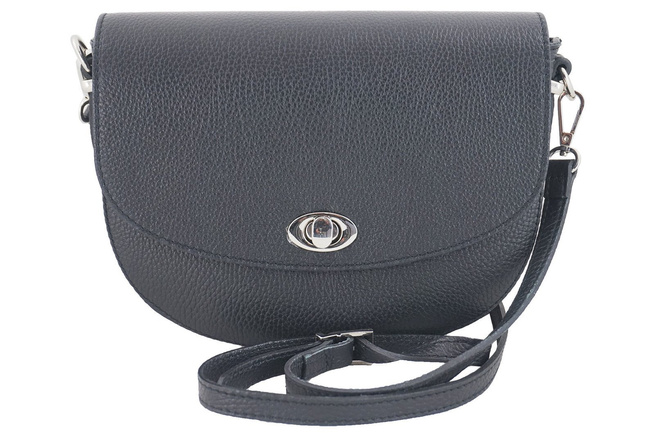 Kožená poštovní taška s ozdobnou sponou - světle modrá