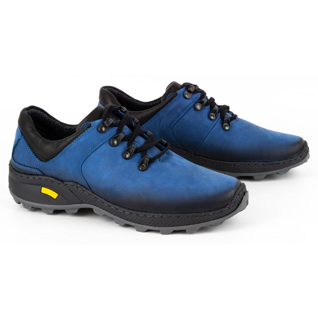 Buty męskie trekkingowe skórzane 890MA niebieskie