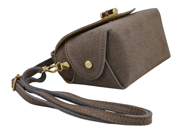 Mała torebka zamszowa wizytowa - Beżowa ciemna