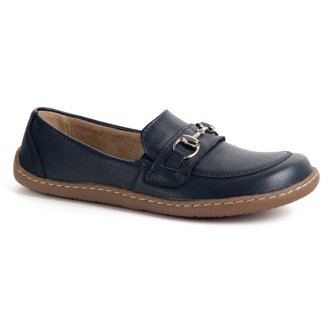 Dámské minimalistické kožené mokasíny Barefoot 1288AR dark navy blue