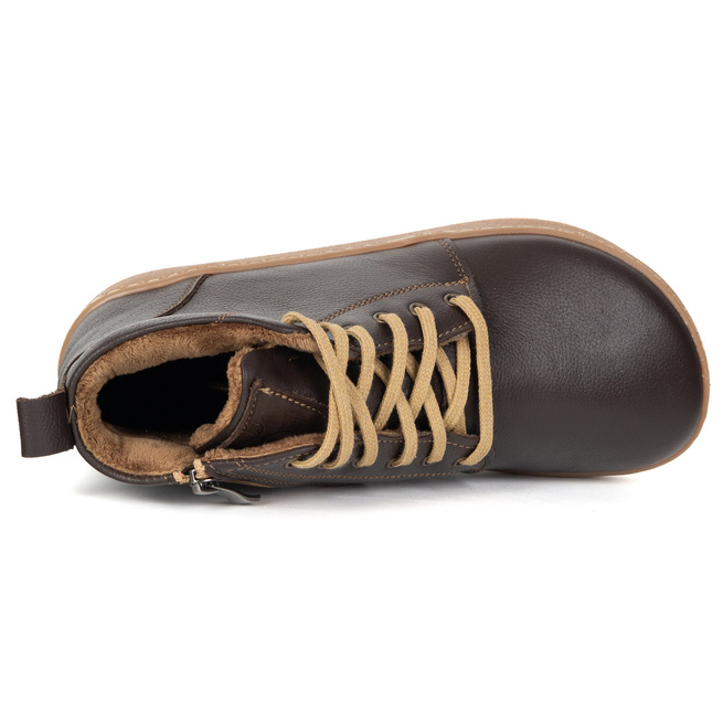 Buty damskie zimowe barefoot skórzane Z-B04 brązowe